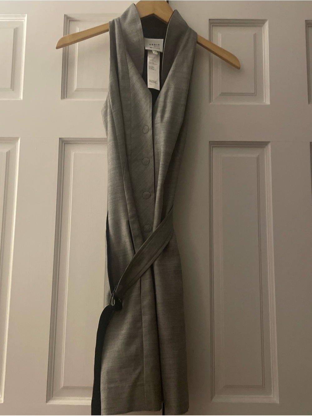 Akris Punto Wool Silk Sleeveless Front Belted Dress Size 6 Saks Exclusive